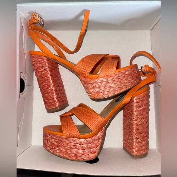 Nine West Orange Platform Sandals - Picture 1 of 11